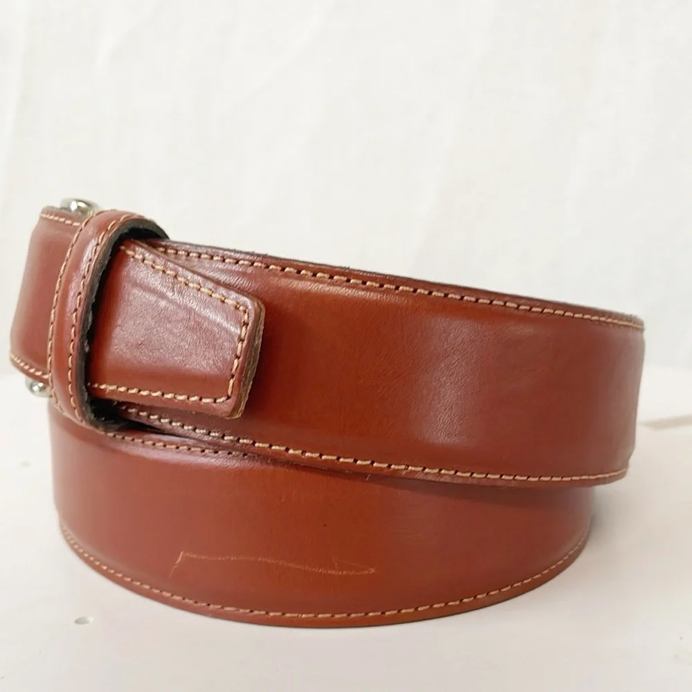 Antonio de Patrizi Genuine Leather Belt Made In Italy Brown Cognac‎ Sz 35 Mens